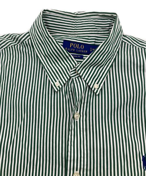 POLO RALPH LAUREN（ポロ・ラルフローレン）POLO RALPH LAUREN (ポロ・ラルフローレン) 半袖ストライプシャツ グリーン サイズ:Lの古着・服飾アイテム