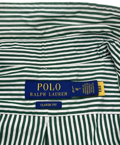 POLO RALPH LAUREN（ポロ・ラルフローレン）POLO RALPH LAUREN (ポロ・ラルフローレン) 半袖ストライプシャツ グリーン サイズ:Lの古着・服飾アイテム