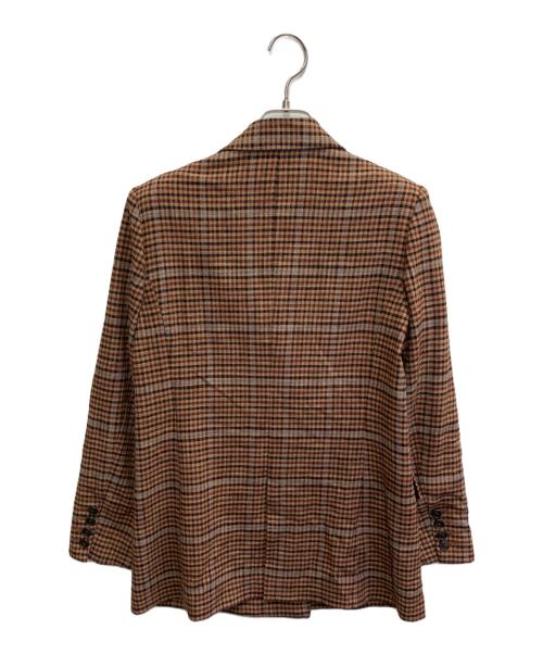 allureville（アルアバイル）allureville (アルアバイル) リオペルカラーチェックダブルジャケット ブラウン サイズ:size1の古着・服飾アイテム