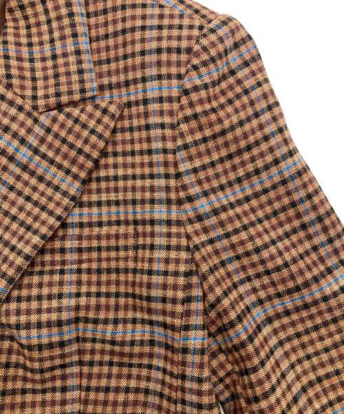 allureville（アルアバイル）allureville (アルアバイル) リオペルカラーチェックダブルジャケット ブラウン サイズ:size1の古着・服飾アイテム