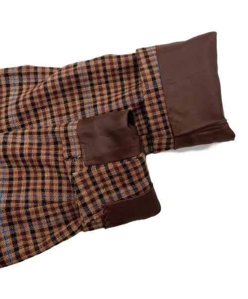 allureville（アルアバイル）allureville (アルアバイル) リオペルカラーチェックダブルジャケット ブラウン サイズ:size1の古着・服飾アイテム