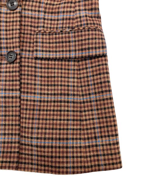 allureville（アルアバイル）allureville (アルアバイル) リオペルカラーチェックダブルジャケット ブラウン サイズ:size1の古着・服飾アイテム