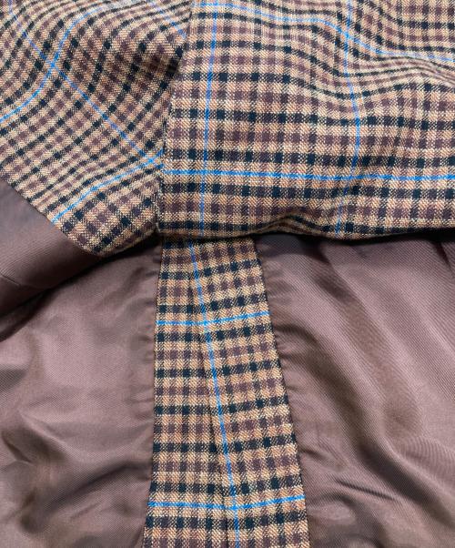 allureville（アルアバイル）allureville (アルアバイル) リオペルカラーチェックダブルジャケット ブラウン サイズ:size1の古着・服飾アイテム