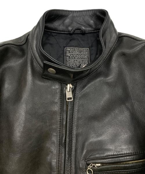 KADOYA K'S LEATHER（カドヤ K'S レザー）KADOYA K'S LEATHER (カドヤ K'S レザー) スカルワッペンシングルレザージャケット ブラック サイズ:XLの古着・服飾アイテム