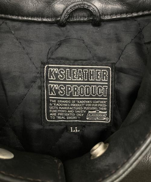 KADOYA K'S LEATHER（カドヤ K'S レザー）KADOYA K'S LEATHER (カドヤ K'S レザー) スカルワッペンシングルレザージャケット ブラック サイズ:XLの古着・服飾アイテム