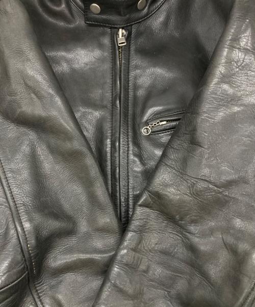 KADOYA K'S LEATHER（カドヤ K'S レザー）KADOYA K'S LEATHER (カドヤ K'S レザー) スカルワッペンシングルレザージャケット ブラック サイズ:XLの古着・服飾アイテム
