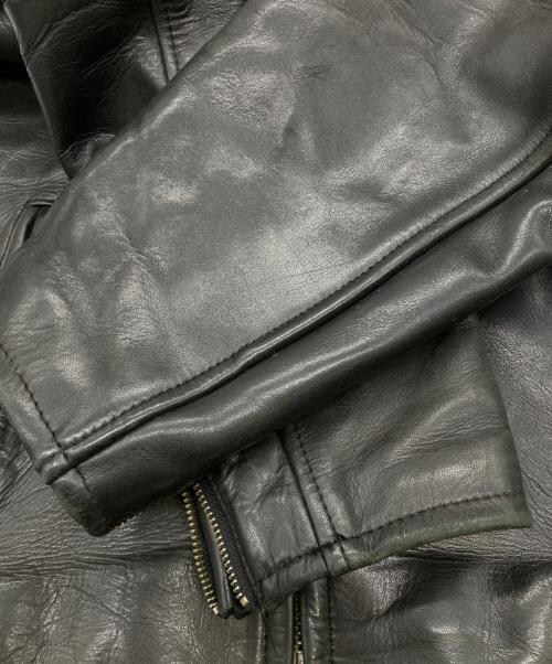 KADOYA K'S LEATHER（カドヤ K'S レザー）KADOYA K'S LEATHER (カドヤ K'S レザー) スカルワッペンシングルレザージャケット ブラック サイズ:XLの古着・服飾アイテム