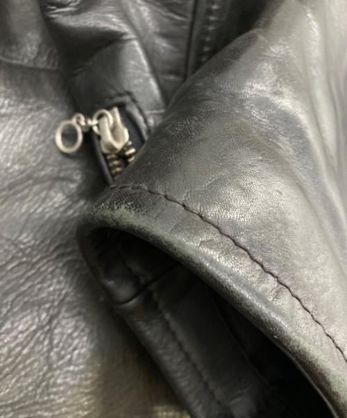 KADOYA K'S LEATHER（カドヤ K'S レザー）KADOYA K'S LEATHER (カドヤ K'S レザー) スカルワッペンシングルレザージャケット ブラック サイズ:XLの古着・服飾アイテム