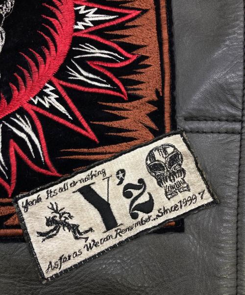 KADOYA K'S LEATHER（カドヤ K'S レザー）KADOYA K'S LEATHER (カドヤ K'S レザー) スカルワッペンシングルレザージャケット ブラック サイズ:XLの古着・服飾アイテム