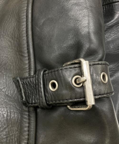 KADOYA K'S LEATHER（カドヤ K'S レザー）KADOYA K'S LEATHER (カドヤ K'S レザー) スカルワッペンシングルレザージャケット ブラック サイズ:XLの古着・服飾アイテム