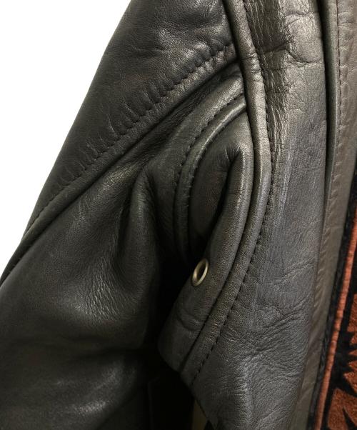 KADOYA K'S LEATHER（カドヤ K'S レザー）KADOYA K'S LEATHER (カドヤ K'S レザー) スカルワッペンシングルレザージャケット ブラック サイズ:XLの古着・服飾アイテム