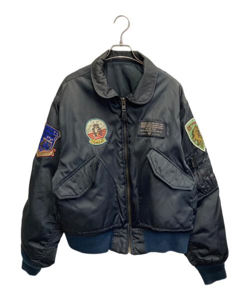 ALPHA（アルファ）ALPHA (アルファ) パッチ付きフライトジャケット ブラック サイズ:Lの古着・服飾アイテム