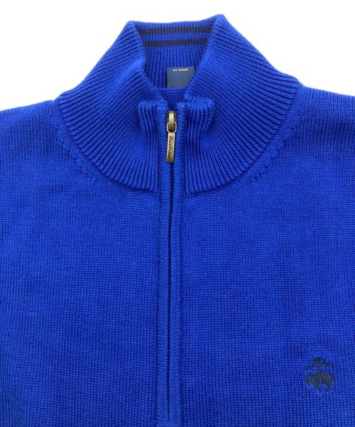 346 BROOKS BROTHERS（346 ブルックスブラザーズ）346 BROOKS BROTHERS (346 ブルックスブラザーズ) 刺繍ロゴハーフジップニット ブルー サイズ:Mの古着・服飾アイテム