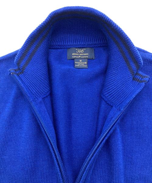346 BROOKS BROTHERS（346 ブルックスブラザーズ）346 BROOKS BROTHERS (346 ブルックスブラザーズ) 刺繍ロゴハーフジップニット ブルー サイズ:Mの古着・服飾アイテム