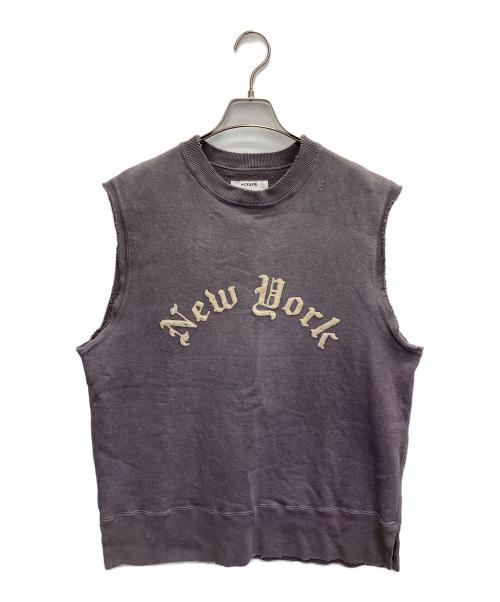 NEXUSVII（ネクサスセブン）NEXUSVII (ネクサスセブン) DAMAGED LETTERED CREW VEST パープル サイズ:48の古着・服飾アイテム