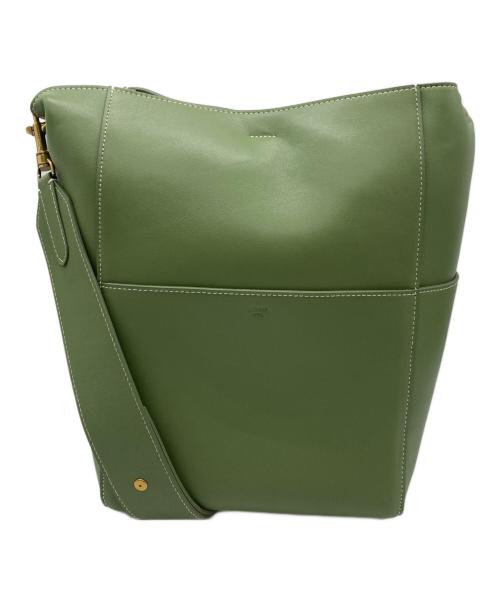 CELINE（セリーヌ）CELINE (セリーヌ) レザーショルダーバッグ グリーンの古着・服飾アイテム