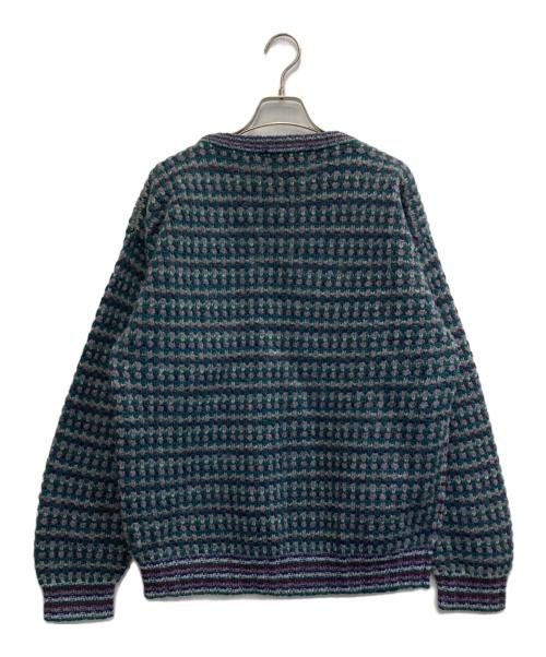 Eddie Bauer（エディーバウアー）Eddie Bauer (エディーバウアー) ポップコーンシェットランドウールニット グリーン×グレー サイズ:Sの古着・服飾アイテム