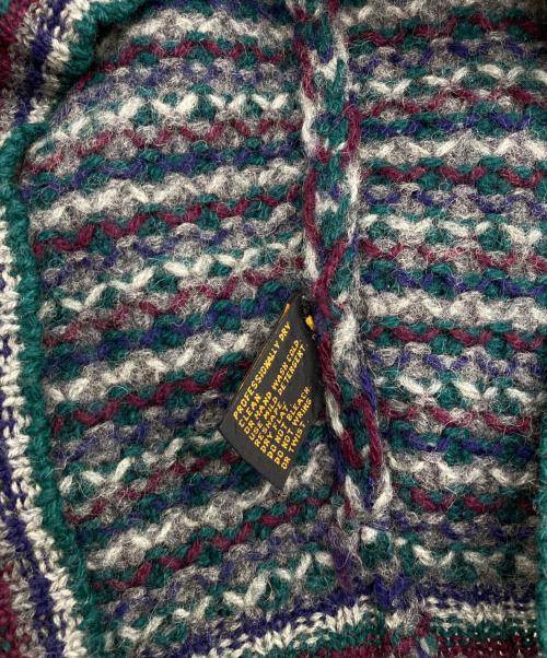 Eddie Bauer（エディーバウアー）Eddie Bauer (エディーバウアー) ポップコーンシェットランドウールニット グリーン×グレー サイズ:Sの古着・服飾アイテム