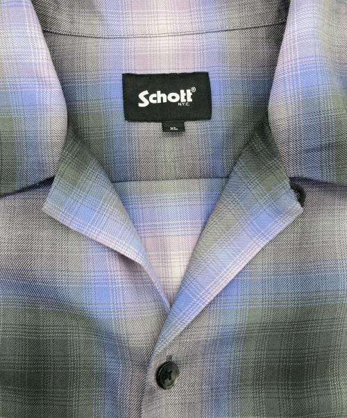 Schott（ショット）Schott (ショット) OMBRE CHECK SHIRT パープル サイズ:XLの古着・服飾アイテム