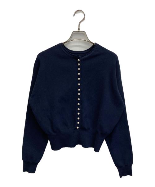 BALLSEY（ボールジィ）BALLSEY (ボールジィ) パールコンビ クルーネックカーディガン ネイビー サイズ:Sの古着・服飾アイテム