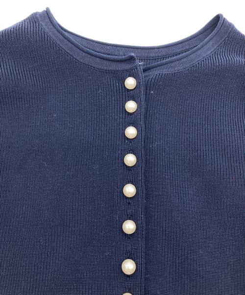 BALLSEY（ボールジィ）BALLSEY (ボールジィ) パールコンビ クルーネックカーディガン ネイビー サイズ:Sの古着・服飾アイテム
