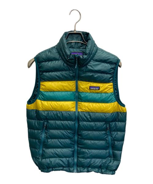 Patagonia（パタゴニア）Patagonia (パタゴニア) FA21 ダウンセーターベスト グリーン×イエロー サイズ:Mの古着・服飾アイテム