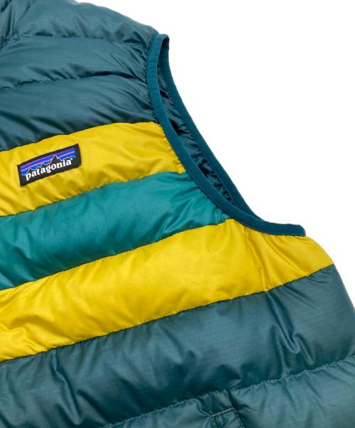 Patagonia（パタゴニア）Patagonia (パタゴニア) FA21 ダウンセーターベスト グリーン×イエロー サイズ:Mの古着・服飾アイテム