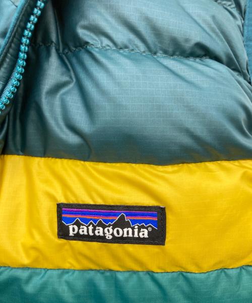 Patagonia（パタゴニア）Patagonia (パタゴニア) FA21 ダウンセーターベスト グリーン×イエロー サイズ:Mの古着・服飾アイテム