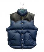 RockyMountainFeatherBed×WAREHOUSEロッキーマウンテンフェザーベッド×ウエアハウス）の古着「RIP STOP NYLON DOWN VEST」｜ネイビー×ブラック