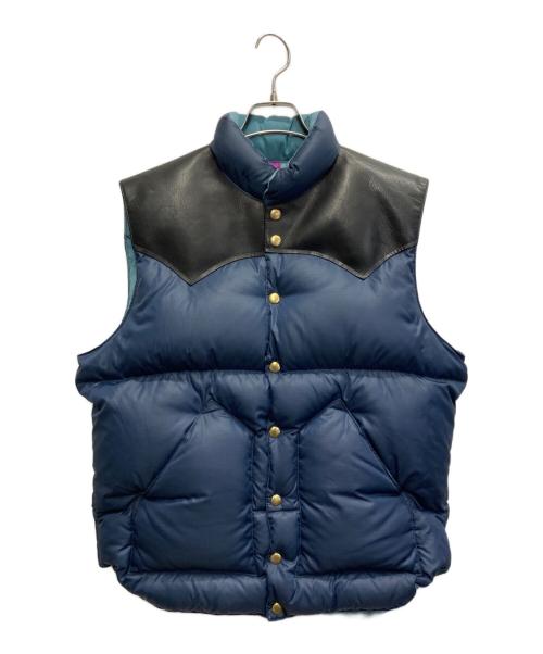 RockyMountainFeatherBed（ロッキーマウンテンフェザーベッド）RockyMountainFeatherBed (ロッキーマウンテンフェザーベッド) WAREHOUSE (ウエアハウス) RIP STOP NYLON DOWN VEST ネイビー×ブラック サイズ:42の古着・服飾アイテム