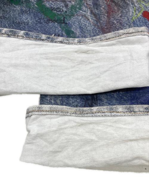 Protocol Index（プロトコルインデックス）Protocol Index (プロトコルインデックス) GRAFFITI TROMPE-L’OEIL LAYERED PANTS ブルー サイズ:Mの古着・服飾アイテム
