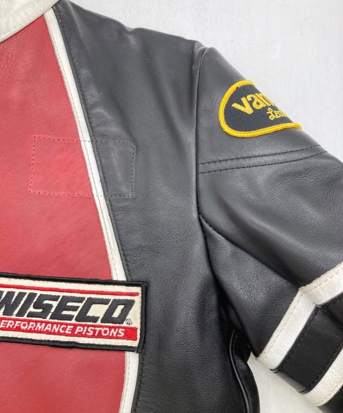 VANSON（バンソン）VANSON (バンソン) RJP シングルライダースレザージャケット ブラック×レッド サイズ:36の古着・服飾アイテム