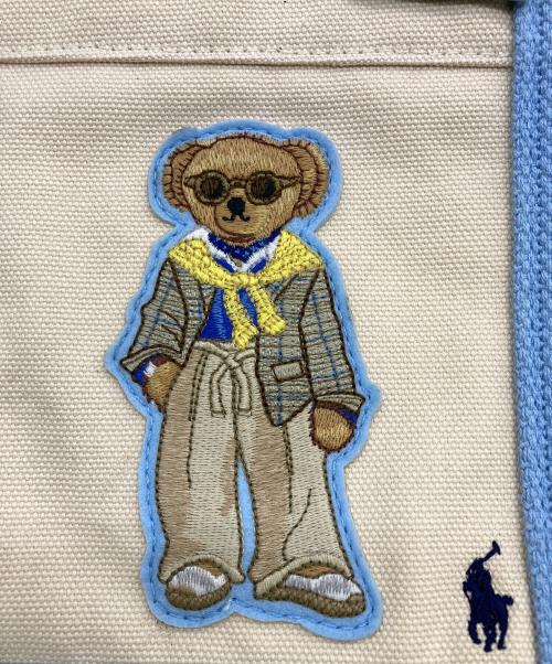 POLO RALPH LAUREN（ポロ・ラルフローレン）POLO RALPH LAUREN (ポロ・ラルフローレン) ポロベアキャンパストートバッグ ベージュ×ブルーの古着・服飾アイテム
