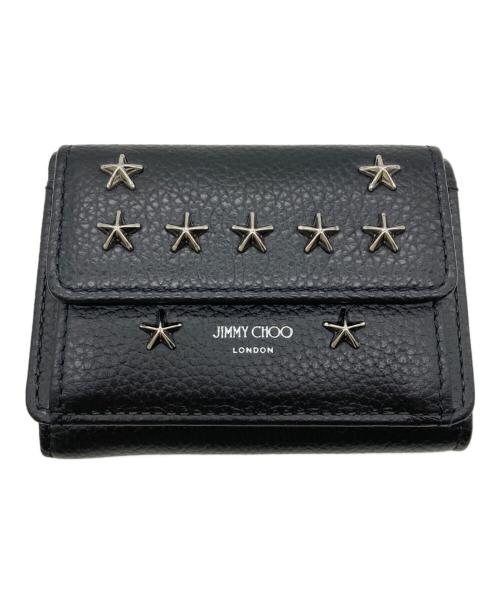 JIMMY CHOO（ジミーチュウ）JIMMY CHOO (ジミーチュウ) スタースタッズ 三つ折り財布 ブラックの古着・服飾アイテム