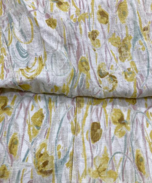 Cotton House Aya（コットンハウス アヤ）Cotton House Aya (コットンハウス アヤ) リネン半袖ワンピース イエロー×ベージュ サイズ:Mの古着・服飾アイテム