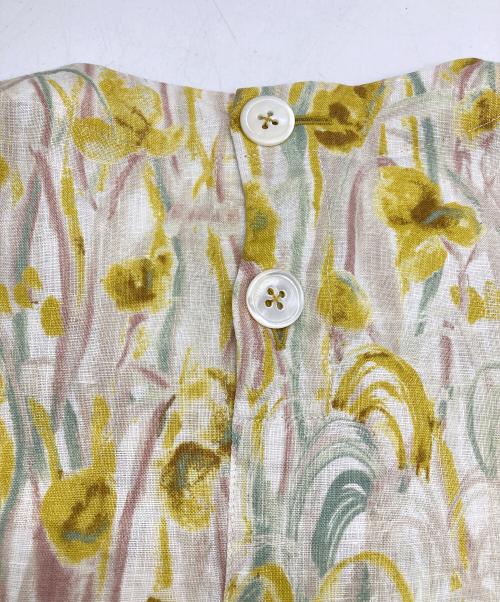 Cotton House Aya（コットンハウス アヤ）Cotton House Aya (コットンハウス アヤ) リネン半袖ワンピース イエロー×ベージュ サイズ:Mの古着・服飾アイテム