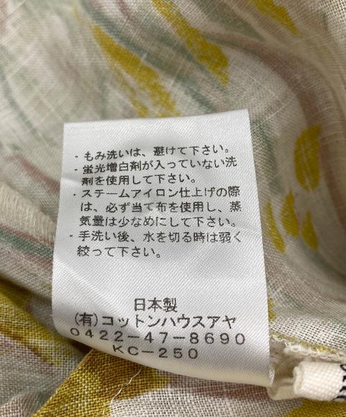 Cotton House Aya（コットンハウス アヤ）Cotton House Aya (コットンハウス アヤ) リネン半袖ワンピース イエロー×ベージュ サイズ:Mの古着・服飾アイテム