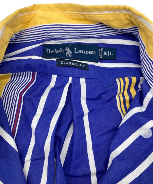 POLO RALPH LAUREN（ポロ・ラルフローレン）POLO RALPH LAUREN (ポロ・ラルフローレン) CLASSIC FIT ボタンダウンシャツ ブルー×イエロー サイズ:16-Ⅼの古着・服飾アイテム