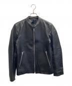 LIDnMリドム）の古着「ラムレザーシングルライダースジャケット」｜ブラック
