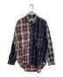 KATHARINE HAMNETT（キャサリンハムネット）の古着「CHECK MULTI FABRIC SHIRT」｜ブラウン×ネイビー