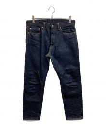 MOMOTARO JEANS（桃太郎ジーンズ）の古着「出陣レーベルナローテーパードジーンズ」｜ネイビー