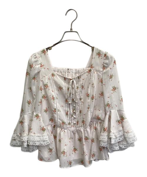 LAURA ASHLEY（ローラ アシュレイ）LAURA ASHLEY (ローラ アシュレイ) フリルスリーブブラウス ピンク サイズ:1の古着・服飾アイテム