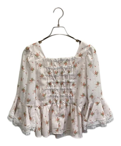 LAURA ASHLEY（ローラ アシュレイ）LAURA ASHLEY (ローラ アシュレイ) フリルスリーブブラウス ピンク サイズ:1の古着・服飾アイテム