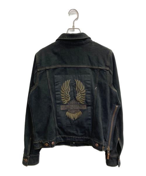 HARLEY-DAVIDSON（ハーレーダビッドソン）HARLEY-DAVIDSON (ハーレーダビッドソン) バッグ刺繍デニムジャケット ブラック サイズ:Lの古着・服飾アイテム