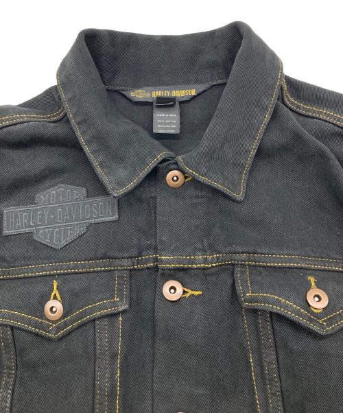 HARLEY-DAVIDSON（ハーレーダビッドソン）HARLEY-DAVIDSON (ハーレーダビッドソン) バッグ刺繍デニムジャケット ブラック サイズ:Lの古着・服飾アイテム