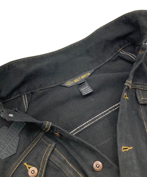 HARLEY-DAVIDSON（ハーレーダビッドソン）HARLEY-DAVIDSON (ハーレーダビッドソン) バッグ刺繍デニムジャケット ブラック サイズ:Lの古着・服飾アイテム