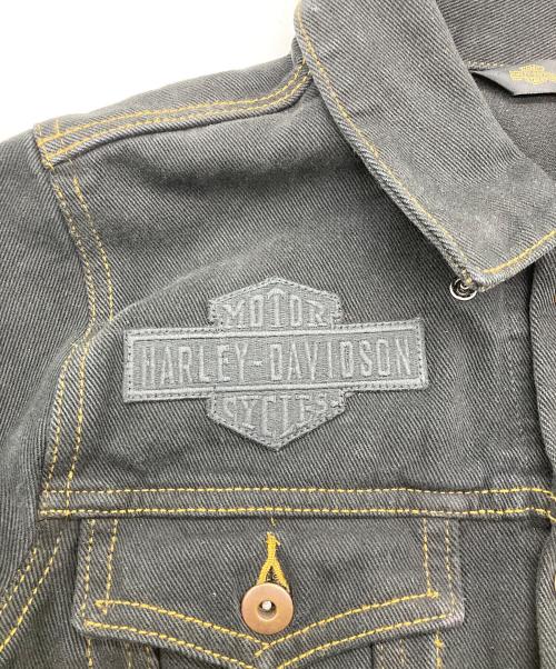 HARLEY-DAVIDSON（ハーレーダビッドソン）HARLEY-DAVIDSON (ハーレーダビッドソン) バッグ刺繍デニムジャケット ブラック サイズ:Lの古着・服飾アイテム