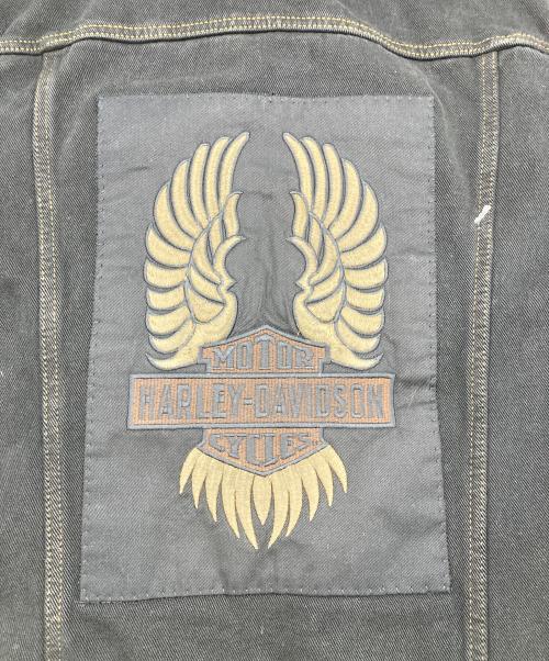 HARLEY-DAVIDSON（ハーレーダビッドソン）HARLEY-DAVIDSON (ハーレーダビッドソン) バッグ刺繍デニムジャケット ブラック サイズ:Lの古着・服飾アイテム