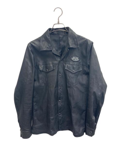 RUDE GALLERY BLACK REBEL（ルードギャラリー ブラックレーベル）RUDE GALLERY BLACK REBEL (ルードギャラリー ブラックレーベル) ホースハイドシャツ ブラック サイズ:Lの古着・服飾アイテム