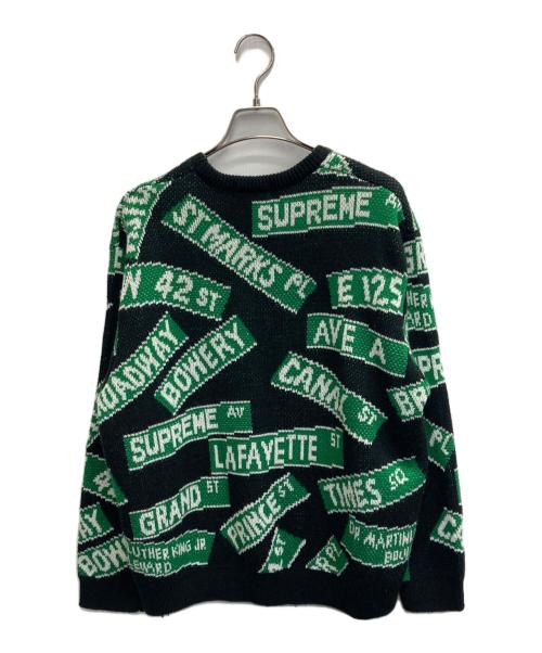 SUPREME（シュプリーム）Supreme (シュプリーム) Street Signs Sweater グリーン×ブラック サイズ:Mの古着・服飾アイテム